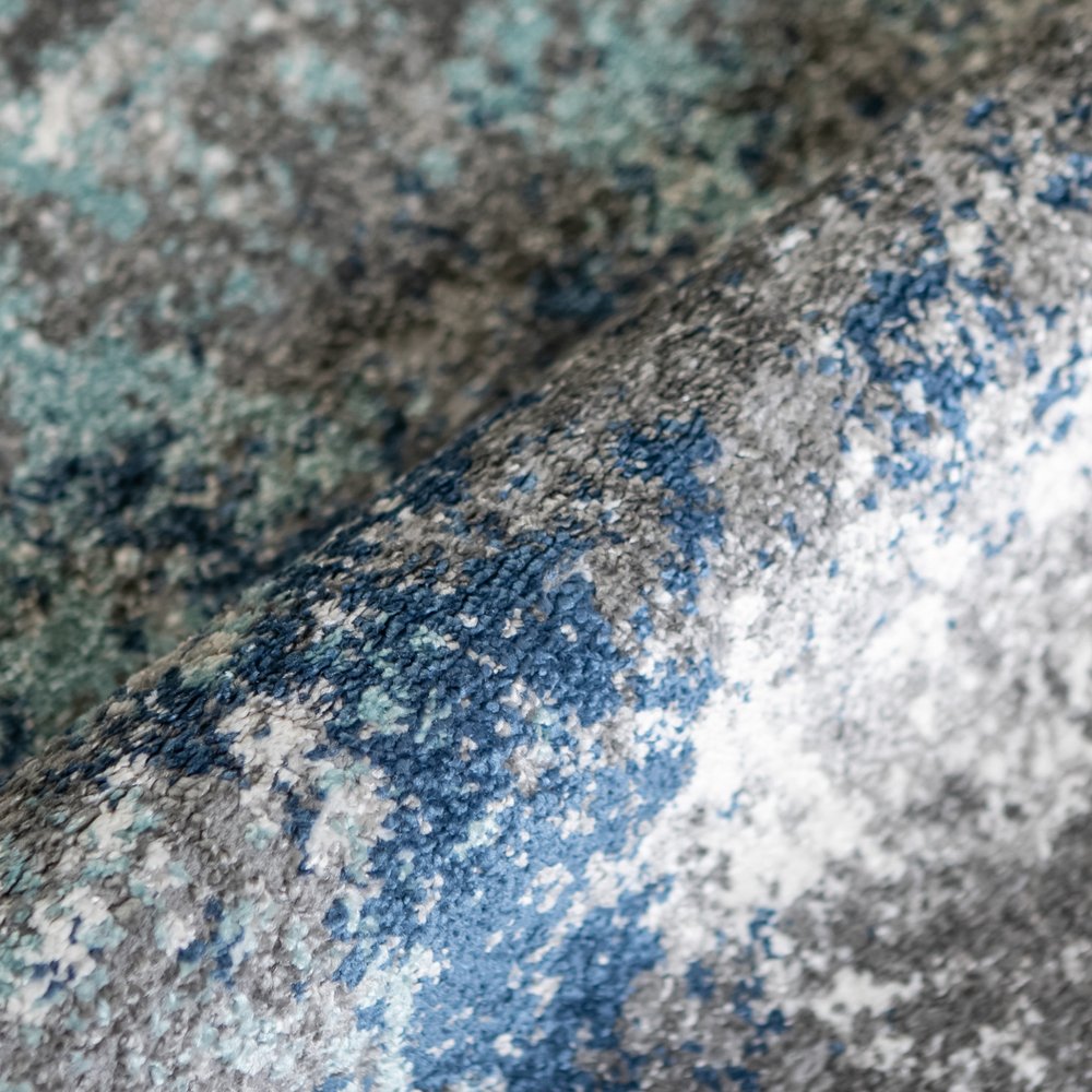 9' X 12' Ivory Blue And Gray Abstract Area Rug