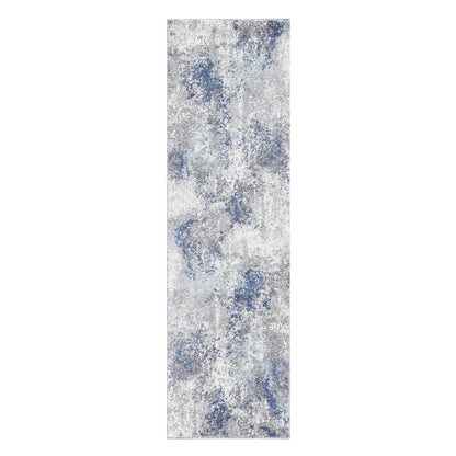 9' X 12' Ivory Blue and Gray Abstract Power Loom Area Rug