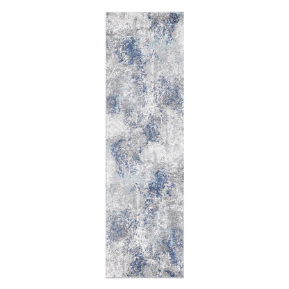 9' X 12' Ivory Blue And Gray Abstract Area Rug