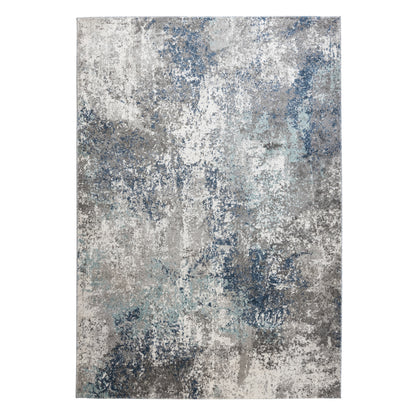 9' X 12' Ivory Blue and Gray Abstract Power Loom Area Rug