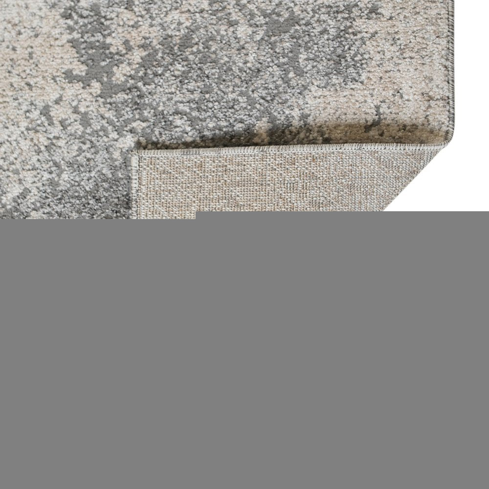 9' X 12' Cream and Gray Abstract Power Loom Area Rug