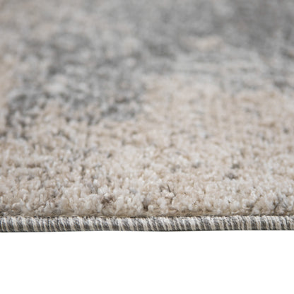 9' X 12' Cream and Gray Abstract Power Loom Area Rug