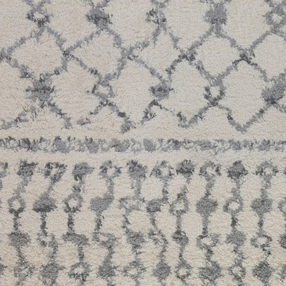 5' X 8' Gray And Ivory Geometric Shag Area Rug