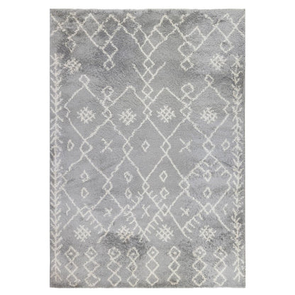2' X 3' Gray And Ivory Geometric Shag Area Rug