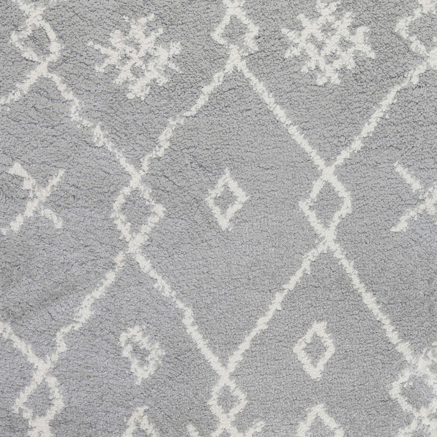 2' X 3' Gray and Ivory Geometric Shag Area Rug