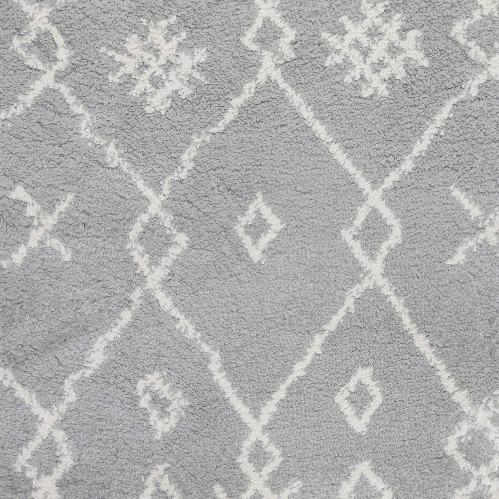 2' X 3' Gray And Ivory Geometric Shag Area Rug