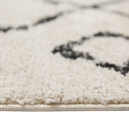 2' X 3' Ivory And Black Geometric Shag Area Rug