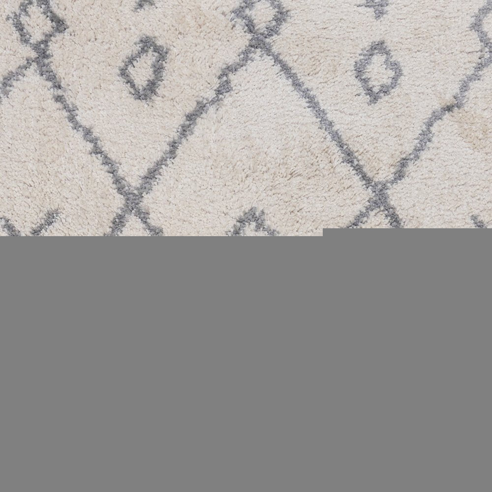 5' X 8' Gray And Ivory Geometric Shag Area Rug