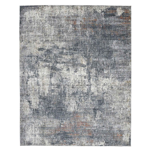 9' X 12' Ivory and Gray Abstract Power Loom Area Rug