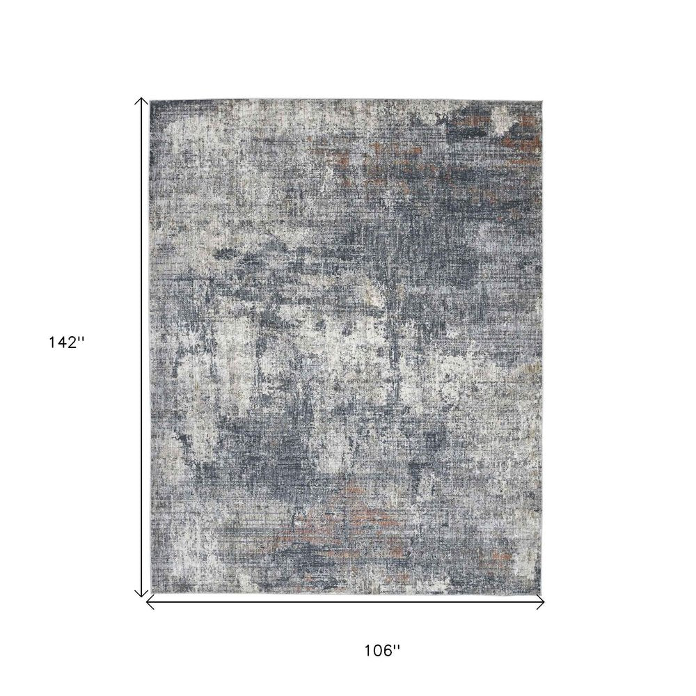 9' X 12' Ivory And Gray Abstract Area Rug