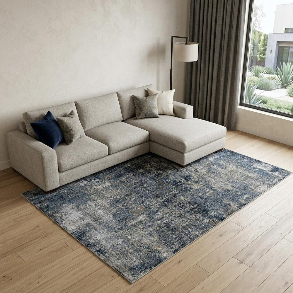 9' X 12' Ivory And Gray Abstract Area Rug