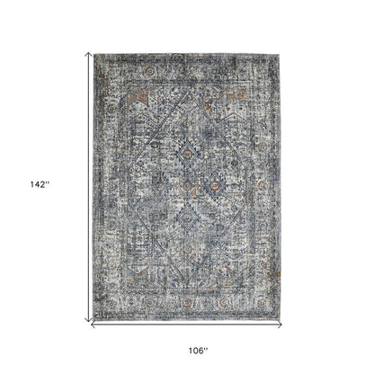 9' X 12' Ivory Gray And Rust Oriental Area Rug
