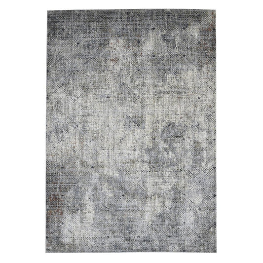 9' X 12' Ivory Black And Gray Abstract Area Rug