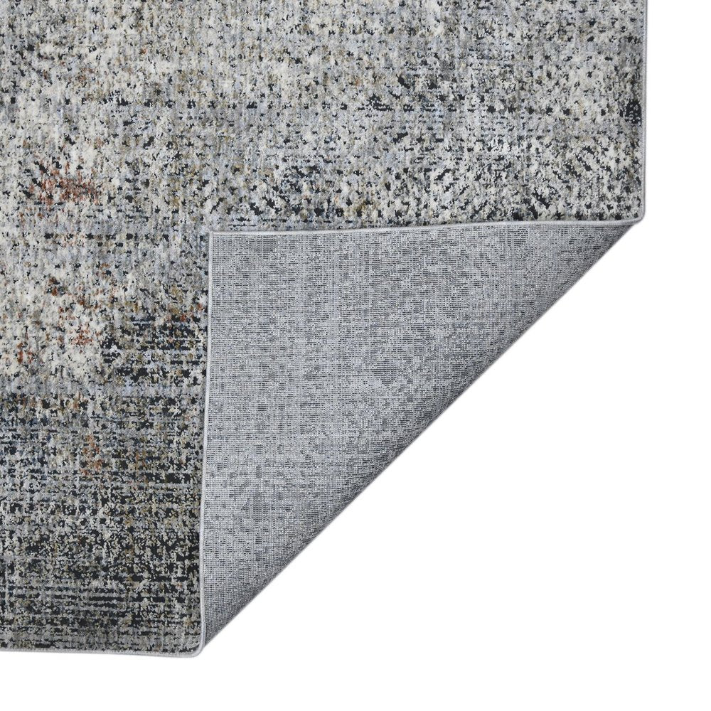 9' X 12' Ivory Black And Gray Abstract Area Rug