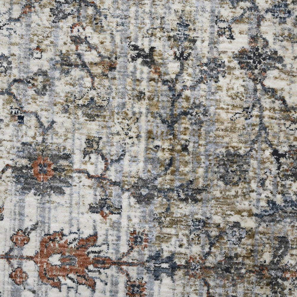 9' X 12' Ivory Blue And Gray Oriental Area Rug