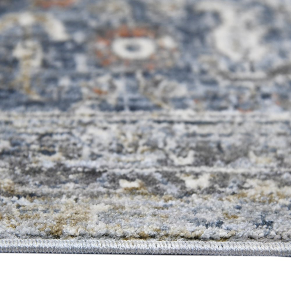 9' X 12' Ivory Blue And Gray Oriental Area Rug