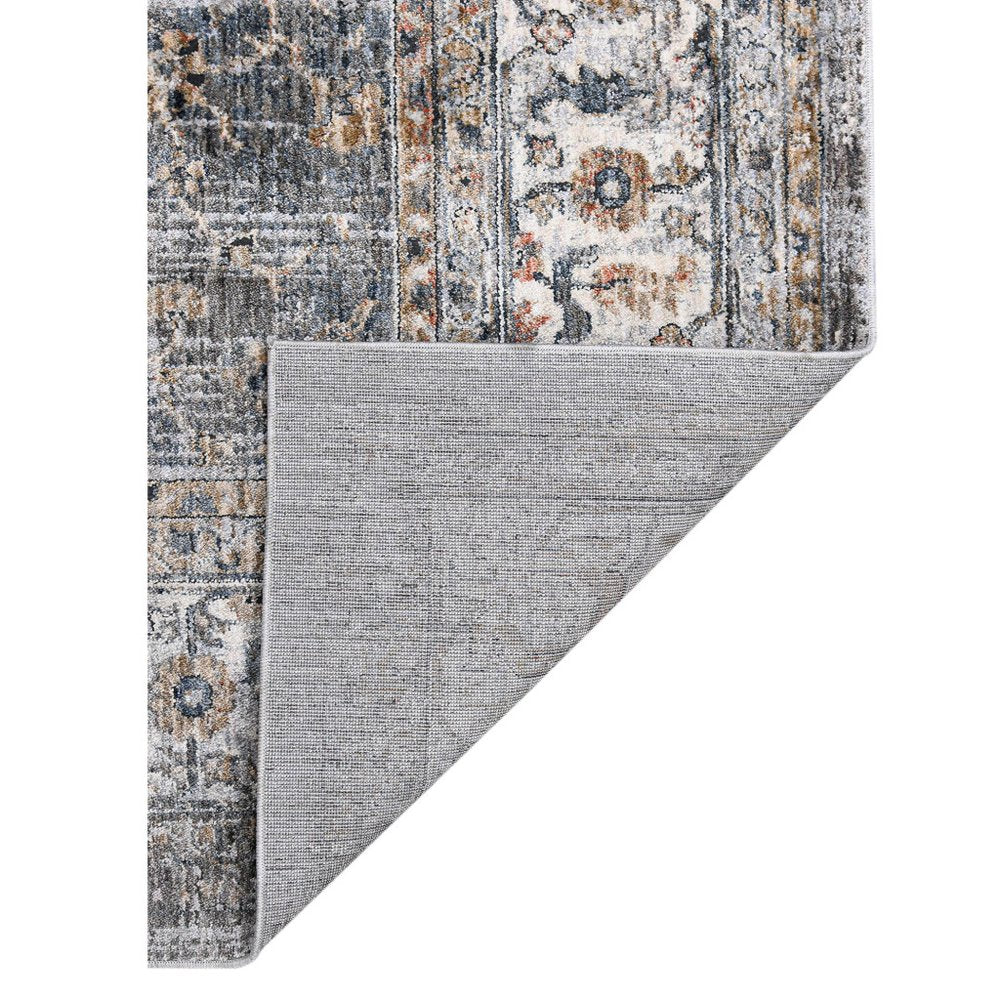 9' X 12' Ivory Blue And Gray Oriental Area Rug