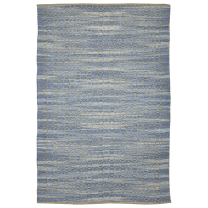 8' X 10' Tan and Blue Geometric Flatweave Handmade Area Rug