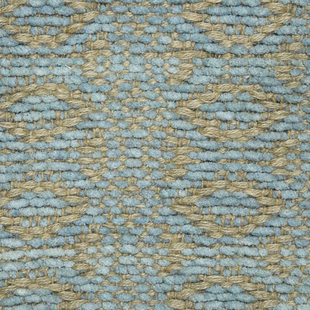 5' X 8' Light Blue and Tan Geometric Flatweave Handmade Area Rug