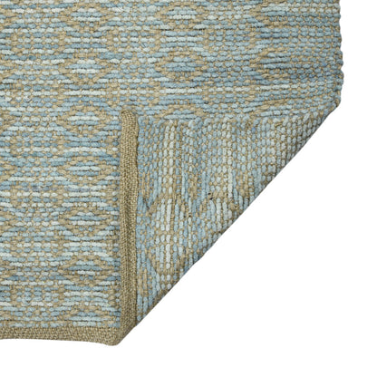 5' X 8' Light Blue and Tan Geometric Flatweave Handmade Area Rug