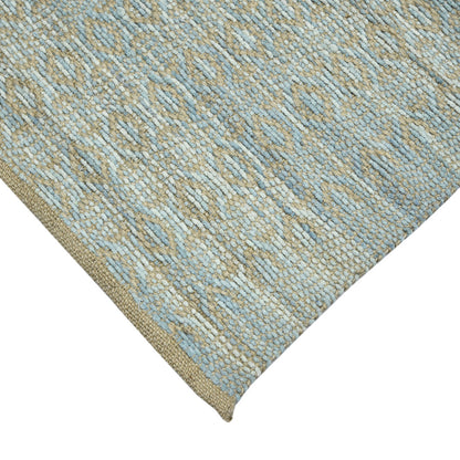 5' X 8' Light Blue and Tan Geometric Flatweave Handmade Area Rug