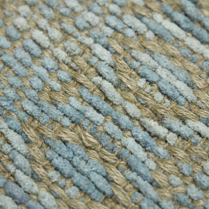 5' X 8' Light Blue and Tan Geometric Flatweave Handmade Area Rug