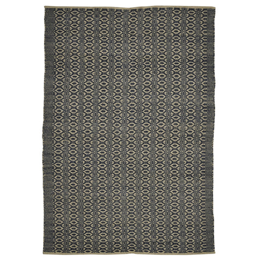 5' X 8' Black and Tan Geometric Flatweave Handmade Area Rug