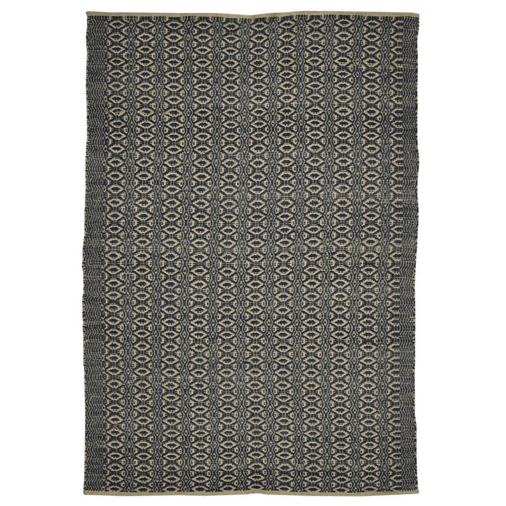 5' X 8' Black and Tan Geometric Flatweave Handmade Area Rug