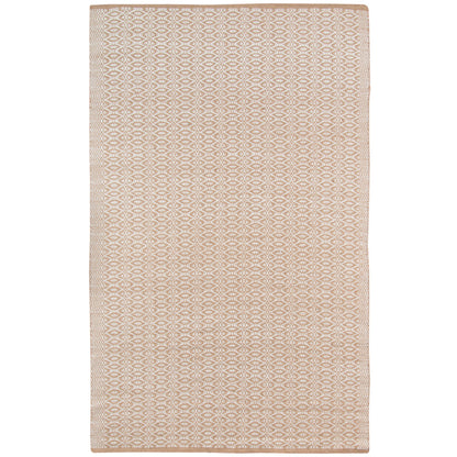 5' X 8' White and Tan Geometric Flatweave Handmade Area Rug