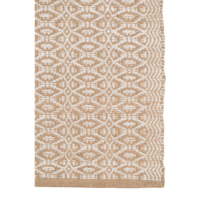 5' X 8' White and Tan Geometric Flatweave Handmade Area Rug