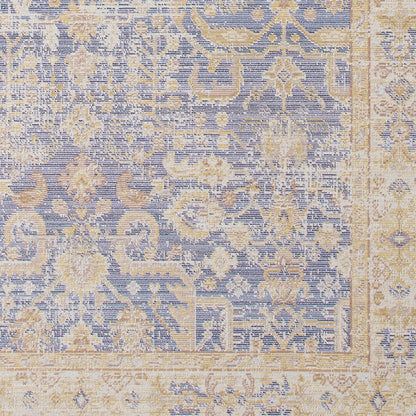 2' X 3' Gray Yellow And Lavender Floral Distressed Area Rug