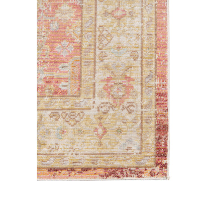 2' X 3' Blue and Yellow Oriental Power Loom Worn Faded Area Rug