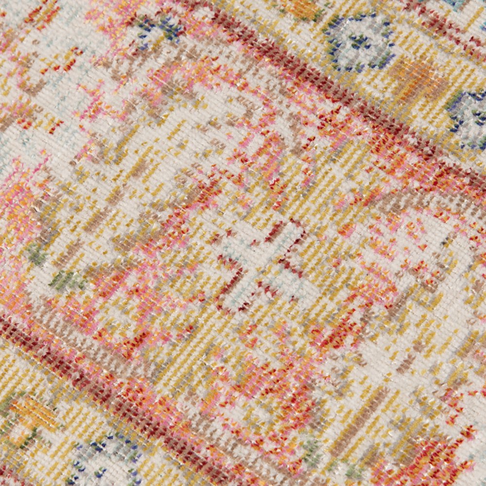 2' X 3' Coral And Blue Oriental Distressed Area Rug
