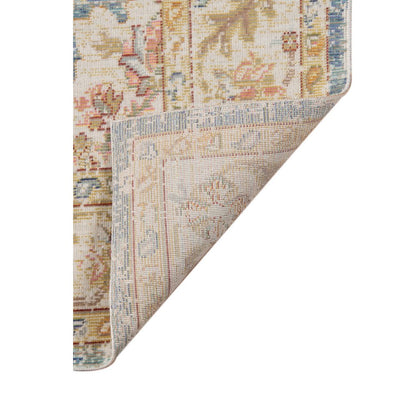 2' X 3' Coral And Blue Floral Distressed Area Rug