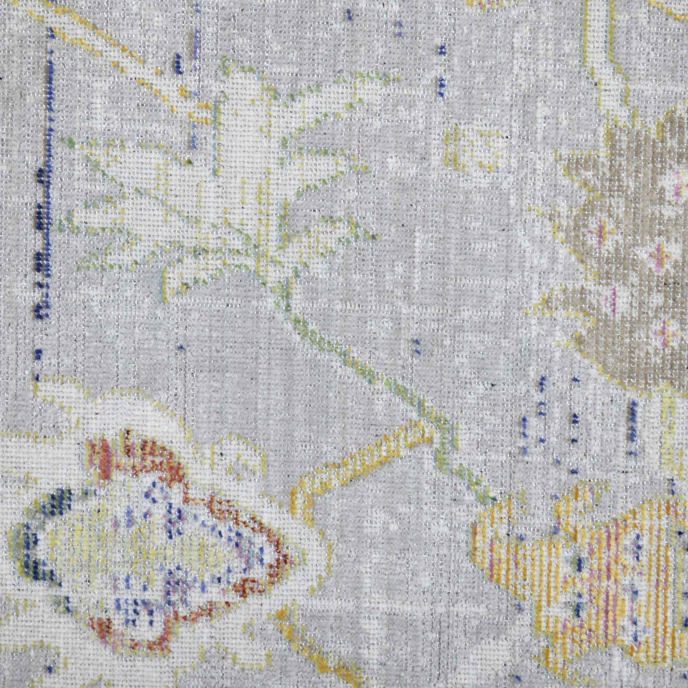 2' X 3' Ivory Blue And Green Floral Distressed Area Rug
