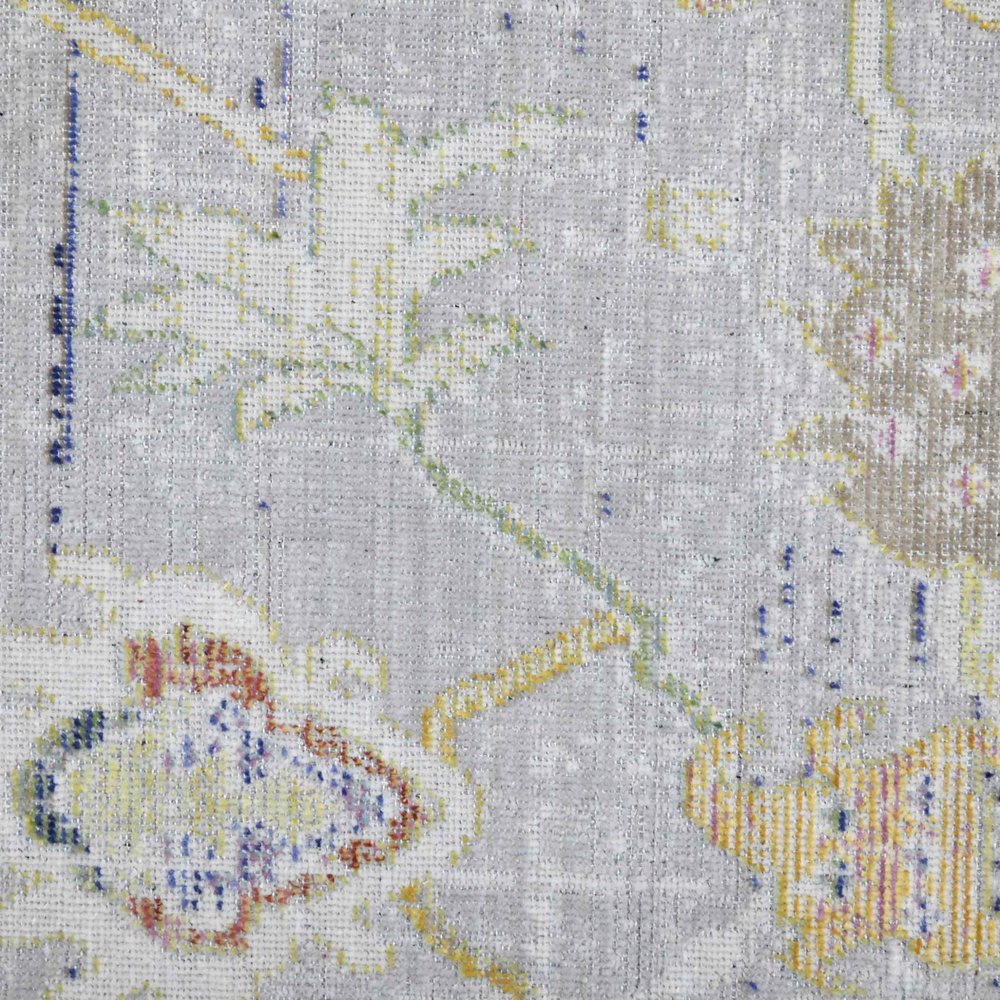 2' X 3' Ivory Blue And Green Floral Distressed Area Rug
