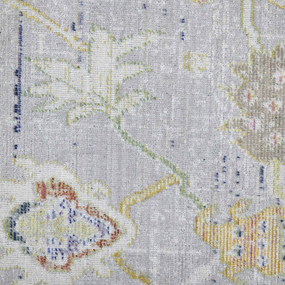 2' X 3' Ivory Blue And Green Floral Distressed Area Rug