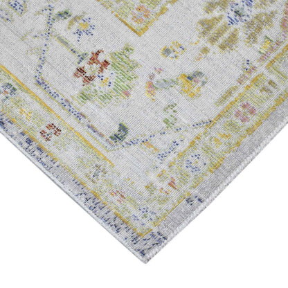 2' X 3' Ivory Blue And Green Floral Distressed Area Rug