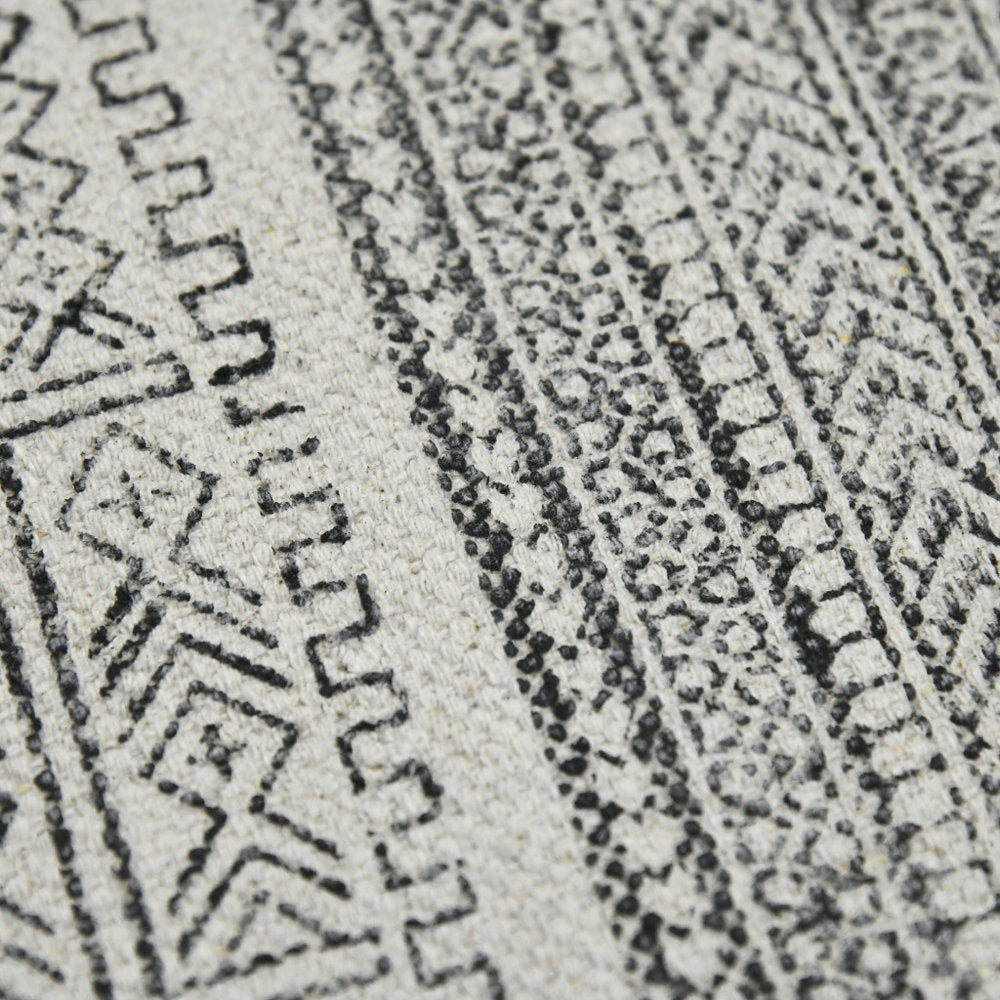 2' X 3' Ivory Black And Gray Geometric Flatweave Handmade Distressed Area Rug With Fringe