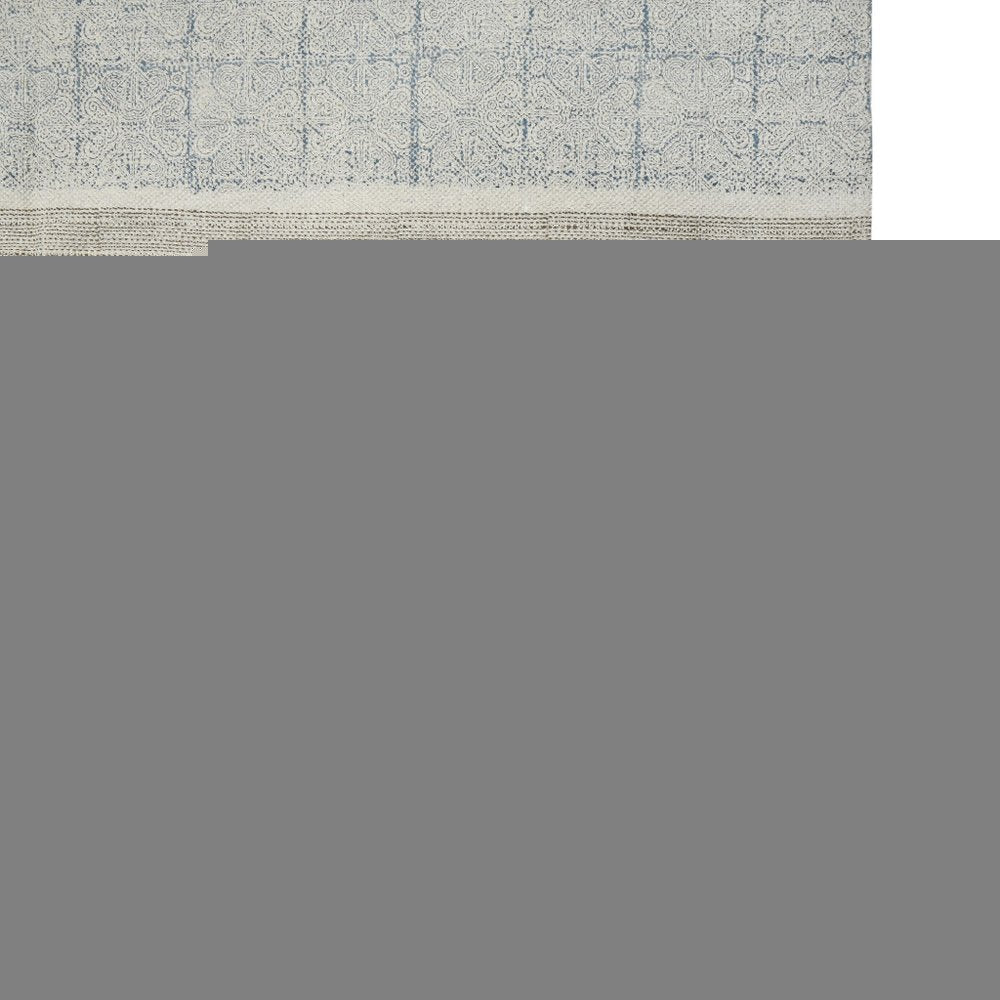 2' X 3' Blue And Gray Striped Flatweave Handmade Distressed Area Rug With Fringe