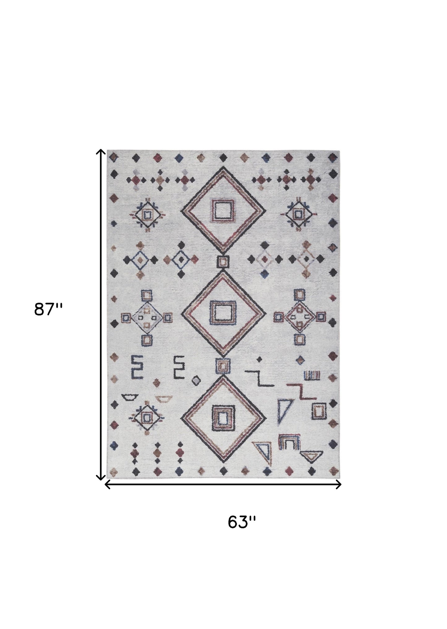 5' X 7' Gray and Brown Geometric Power Loom Washable Area Rug