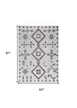 5' X 7' Gray and Brown Geometric Power Loom Washable Area Rug