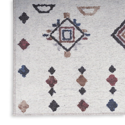 5' X 7' Gray and Brown Geometric Power Loom Washable Area Rug