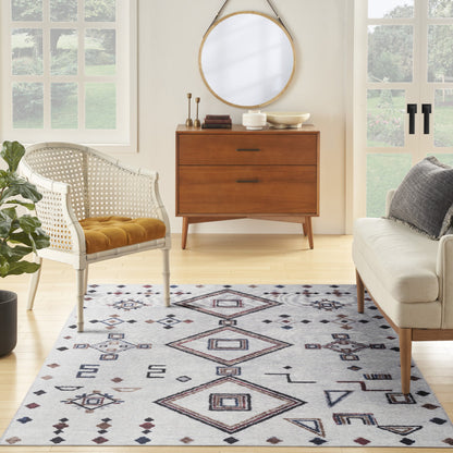 5' X 7' Gray and Brown Geometric Power Loom Washable Area Rug