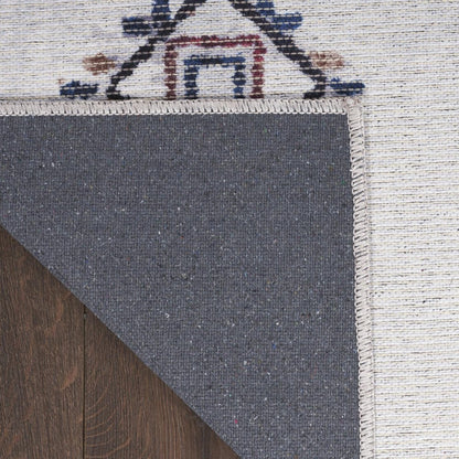 9' X 12' Gray and Brown Geometric Power Loom Washable Area Rug
