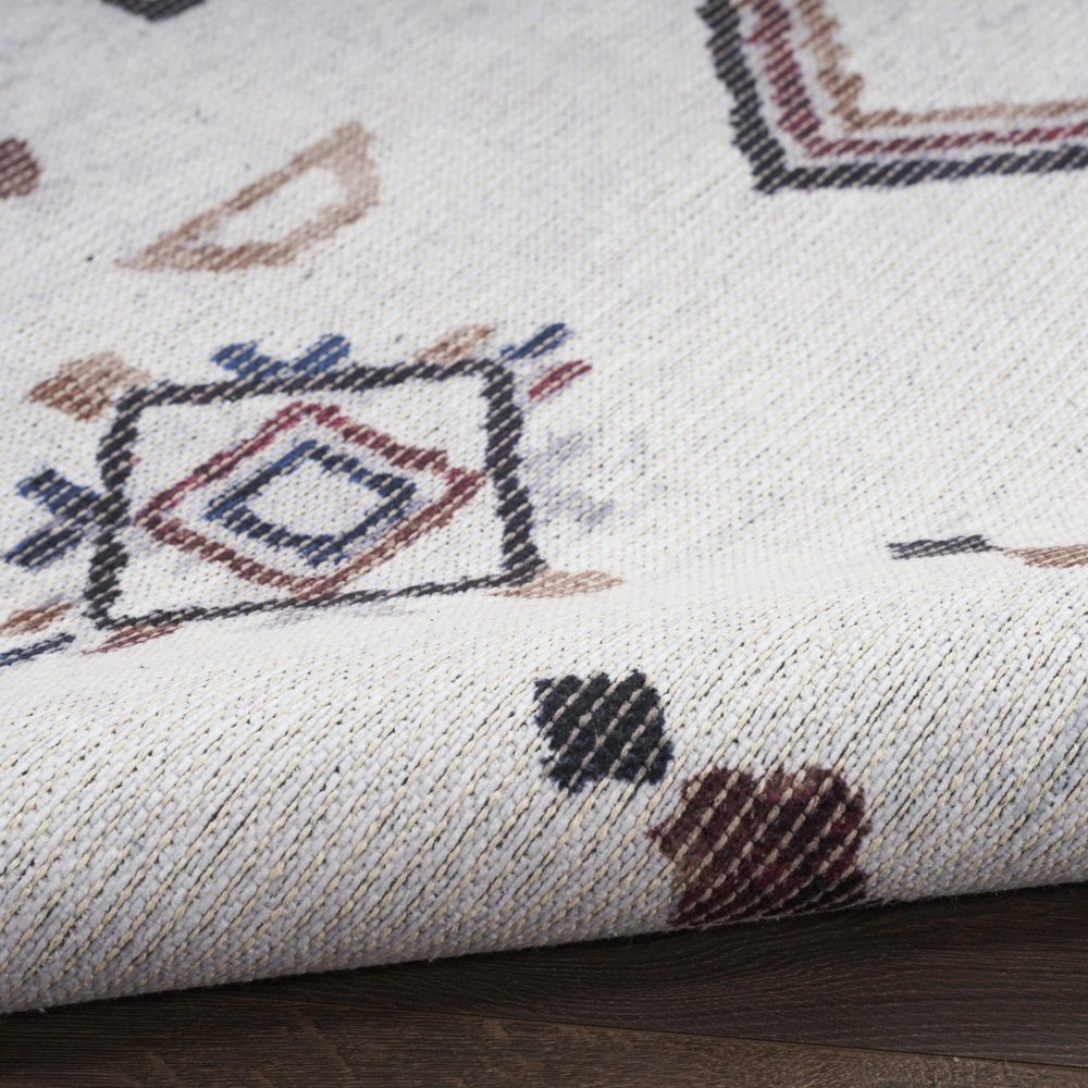 9' X 12' Gray and Brown Geometric Power Loom Washable Area Rug