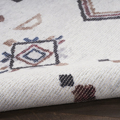 9' X 12' Gray and Brown Geometric Power Loom Washable Area Rug