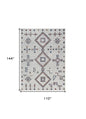 9' X 12' Gray and Brown Geometric Power Loom Washable Area Rug