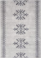 5' X 7' Gray and Ivory Geometric Power Loom Washable Area Rug