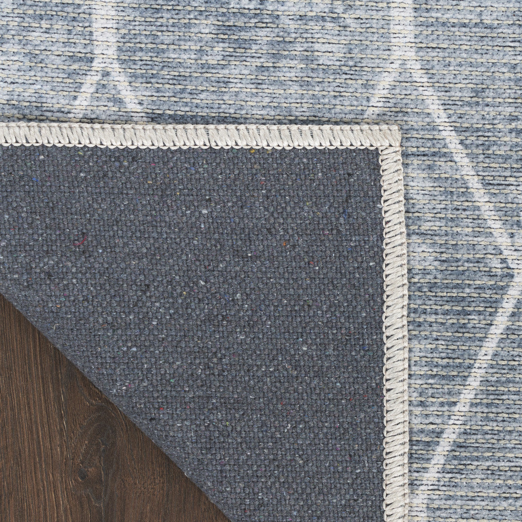 5' X 7' Blue and Gray Geometric Power Loom Washable Area Rug